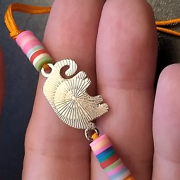BBTO Gorgeous Elephant Bracelet w Orange Cording up to 10 inches - Picture 7 of 7